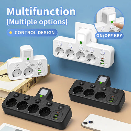 AXUS Store 4-Socket Power Strip with 2 USB & 1 Type-C Ports, 2500W