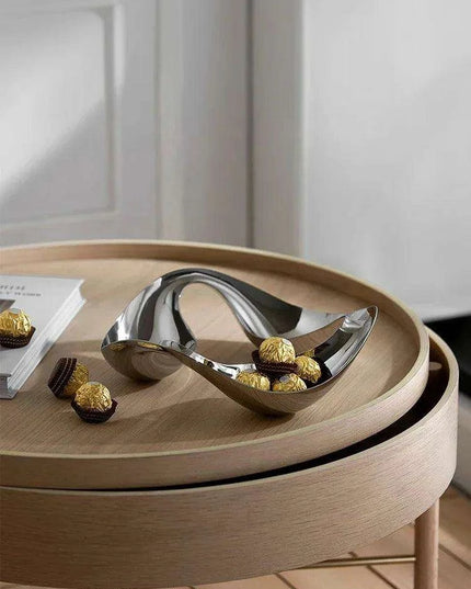 Scandinavian-Inspired Handcrafted Stainless Steel Snack Bowl and Serving Tray for Desserts and Condiments