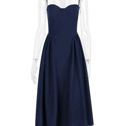 Chic Backless Pleated A-line Midi Dress