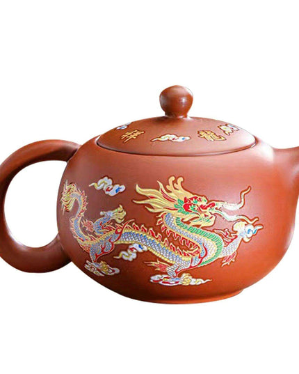 Artisan Color-Changing Purple Clay Teapot with Dragon and Phoenix Design - A Unique Gift for Tea Aficionados