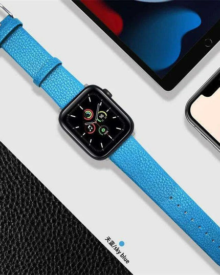 Crimson Glitter Leather Apple Watch Band - Luxe Sparkle Strap