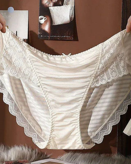 Luxurious Plus Size Lace and Silk Satin Briefs for Women