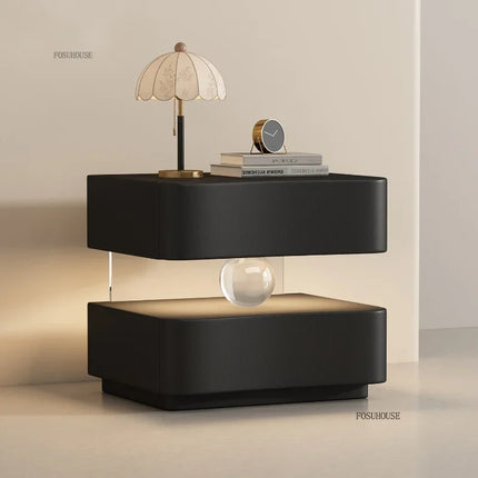 Italian Creative Design Luxury Bedside Table Solid Wood Cream Suspended Night Stand Modern Bedroom Furniture High End Cabinet italian-creative-design-luxury-bedside-table-solid-wood-cream-suspended-night-stand-modern-bedroom-furniture-high-end-cabinet