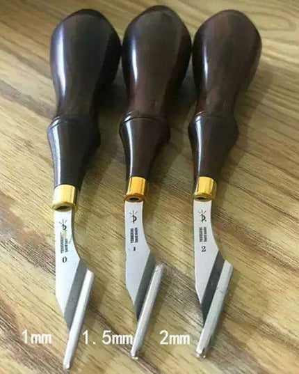 Artisan Leather Groover Tool Set with Premium Walnut Handle