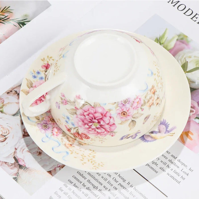Vintage Floral Porcelain Tea Set with Shabby Chic Design
