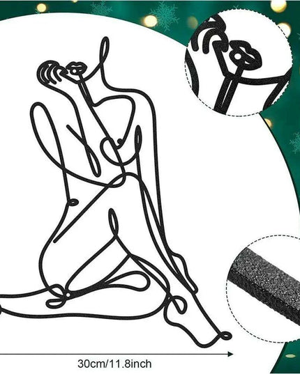 Sculptural Female Form Metal Wire Wall Art for Modern Home Ambiance