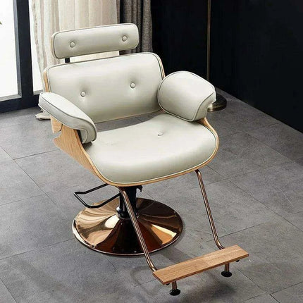 Chic Walnut Leather Adjustable Salon Styling Chair