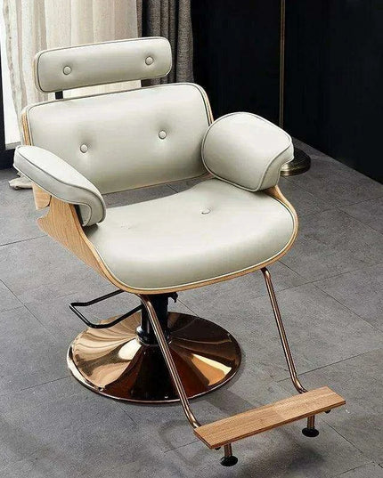 Chic Walnut Leather Adjustable Salon Styling Chair