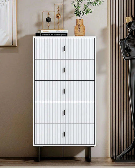 Sleek Modern 5-Drawer Dresser with Stylish Metal Legs - Perfect Storage for Any Room