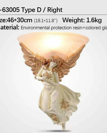 Elegant Nordic Angel LED Wall Lamp - Vintage Resin Sconce for Home Elegance