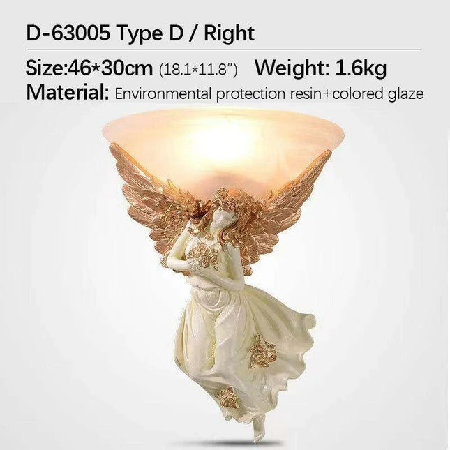 Elegant Nordic Angel LED Wall Lamp - Vintage Resin Sconce for Home Elegance