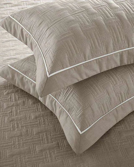 Luxurious 100% Cotton Quilted Plaid Bed Cover - Multi-Functional Euro Comfort Topper