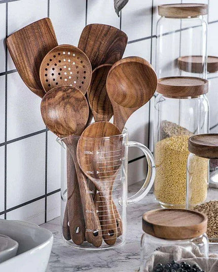 Rustic Acacia Wood Culinary Utensil Set - Timeless Tools for the Modern Kitchen