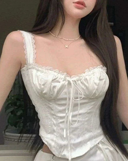 Chic Vintage Korean A-Line Skirt and Backless Camisole Women's Two-Piece Set