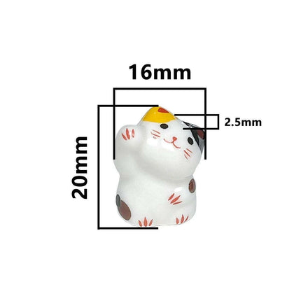 Charming Anime-Inspired Lucky Cat Ceramic Beads for Creative Jewelry Projects - 15x21mm Porcelain Essentials with Vertical Hole