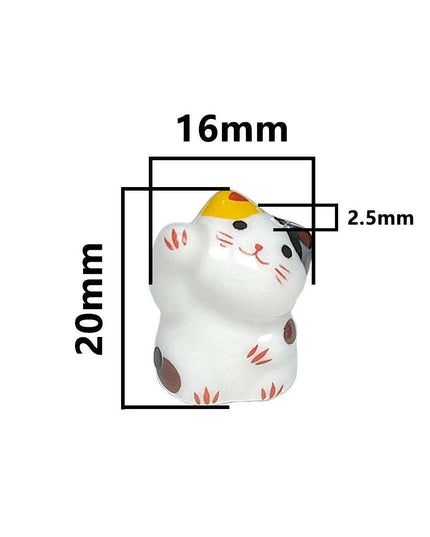 Charming Anime-Inspired Lucky Cat Ceramic Beads for Creative Jewelry Projects - 15x21mm Porcelain Essentials with Vertical Hole