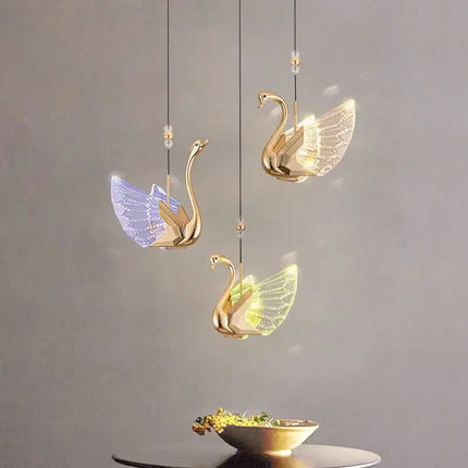 Nordic Creative Acrylic Swan LED Hanging Chandelier Study Bedroom Livi