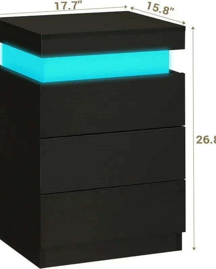 Modern Smart LED Nightstand with Customizable Ambiance and Integrated Charging Station
