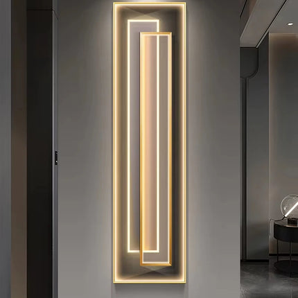 Vertical LED Hanging Art Light with Decorative Frame