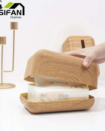 Elegant Walnut Tissue Holder for Modern Workspace Chic