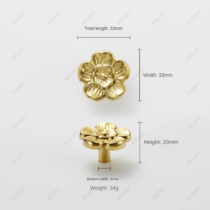 Luxury Pure Copper Floral Cabinet & Drawer Handle