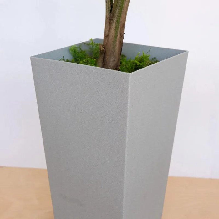 Finley Collection: 20-inch Tall Square Tapered Resin Planter - Cement Gray