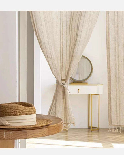 Elegant Japanese Lace Curtains with Cotton Tassels