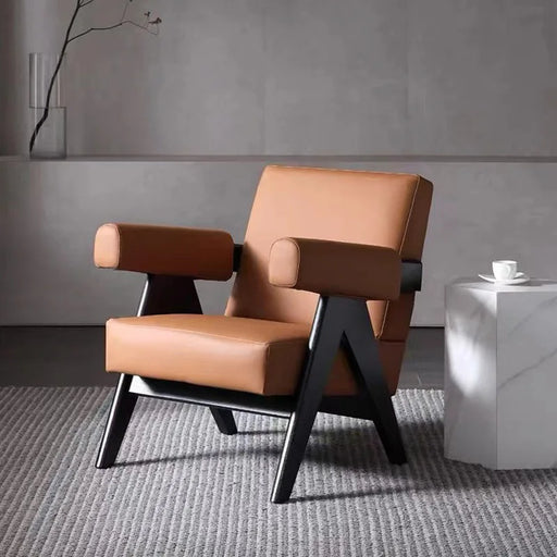 Nordic Elegance Leather Accent Chair - Elevate Your Space with Timeless Comfort