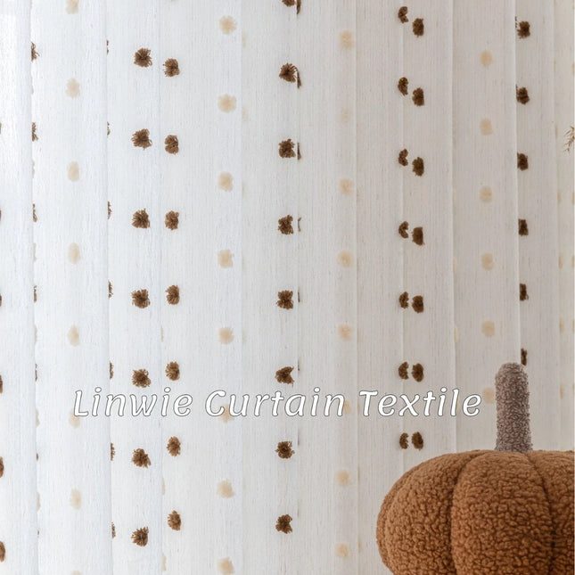 Cotton-Linen Jacquard Curtain — Candy Colour, Custom Size
