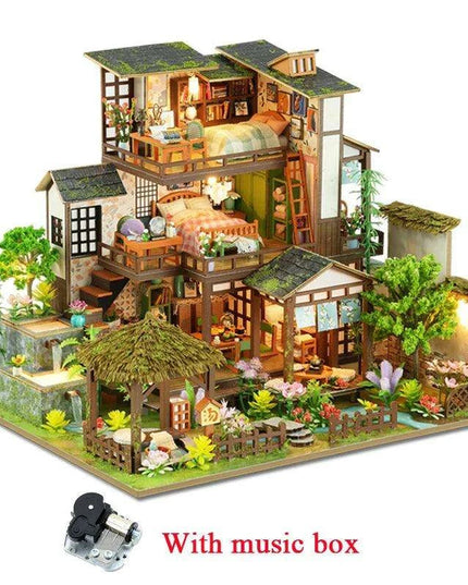 Bamboo Courtyard DIY 3D Miniature Dollhouse Assembly Kit - Unfinished Wooden Puzzle for Unique Home Decor and Gifting