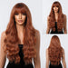 30-Inch Brown Wavy Synthetic Wig with Bangs - Perfect for Parties and Themed Events