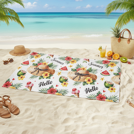 Blue Ocean Wave Quick Dry Microfiber Beach Towel, Sand-Free