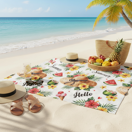 Blue Ocean Wave Quick Dry Microfiber Beach Towel, Sand-Free