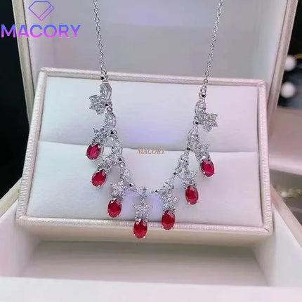New Natural Ruby Necklace 925 Sterling Silver High Jewelry Contains Certificate 4x6mm Certified new-natural-ruby-necklace-925-sterling-silver-high-jewelry-contains-certificate-4x6mm-certified