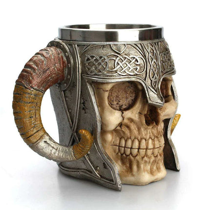 Elegant Skull Resin Beer Mug - Stylish Stainless Steel Chalice for Hot Drinks
