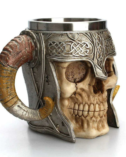 Elegant Skull Resin Beer Mug - Stylish Stainless Steel Chalice for Hot Drinks