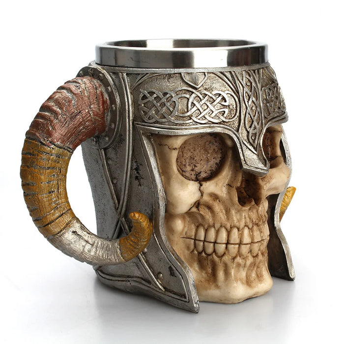 Skull Resin Beer Mug - Elegant 3D Stainless Steel Cup for Coffee and Tea