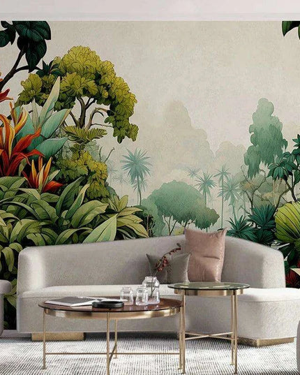 Tropical Haven Handcrafted Rainforest Wall Mural