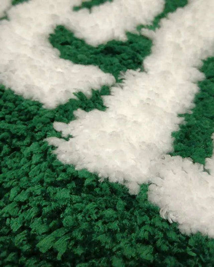 Luxurious Green Heart Shag Area Rug - Soft, Non-Slip Flocking Doormat