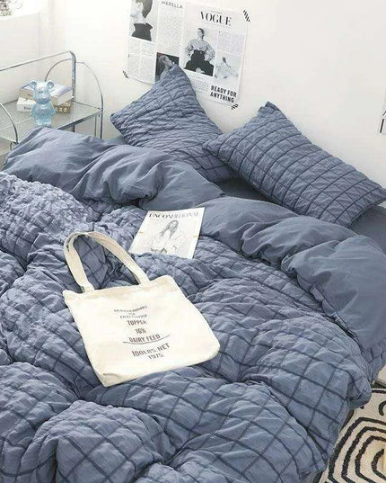 Kawaii Seersucker Ruffled Lace Bedding Collection