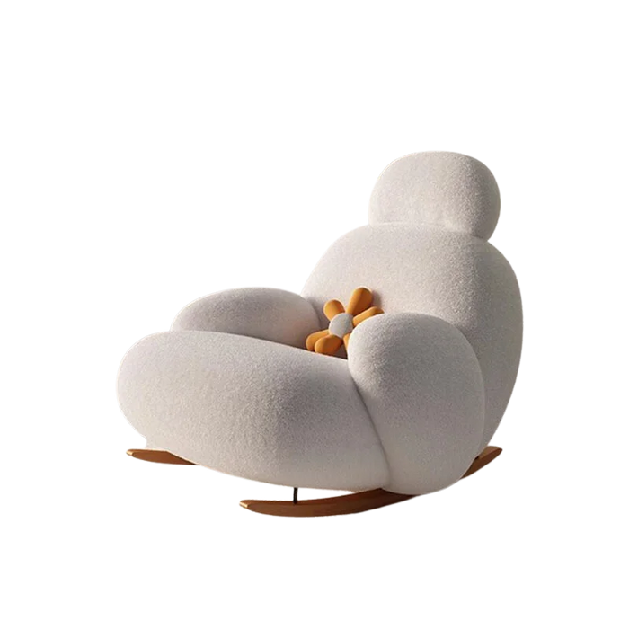 Cozy White Lounge Chair - Nordic Style Relaxing Recliner for Home Living Room Decor