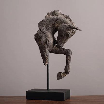 Resin Handicraft Make Old Horse's Head Artificial Animal Sculpture War