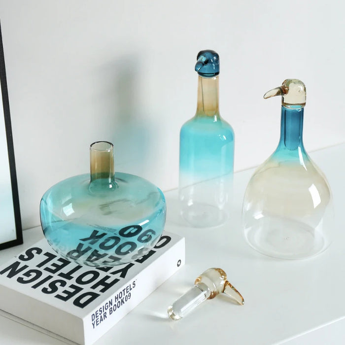 Toucan Glass Vase with Gradient Design - Versatile Home Decor Accent