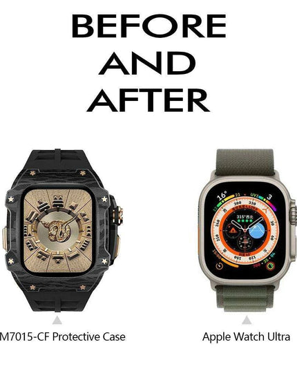 Transform Your Apple Watch Ultra 49mm with a Luxurious Carbon Fiber Case and Fluororubber Strap Set - Redefine Your Elegance!