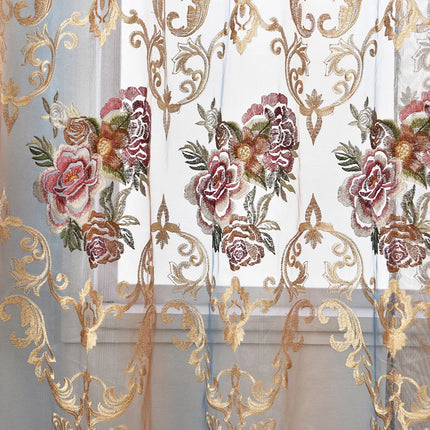 LEEJOOM Neoclassical Sheer Curtains with Hollowed Embroidery for Livin