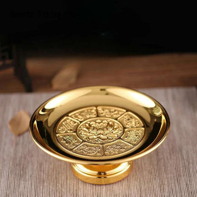Elegant Lotus Metal Offering Dish for Spiritual Serenity and Home Decor