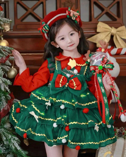 Enchanted Winter Velvet Princess Dress for Girls with Elegant Layered Design