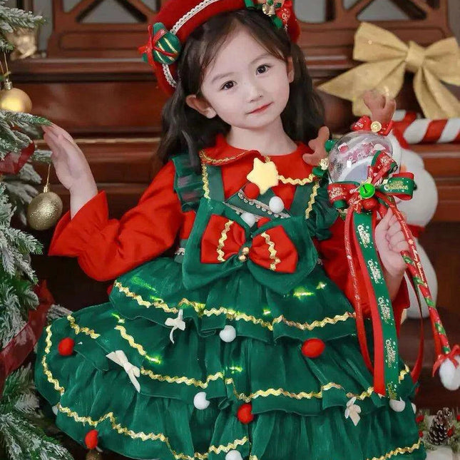 Enchanted Winter Velvet Princess Dress for Girls with Elegant Layered Design