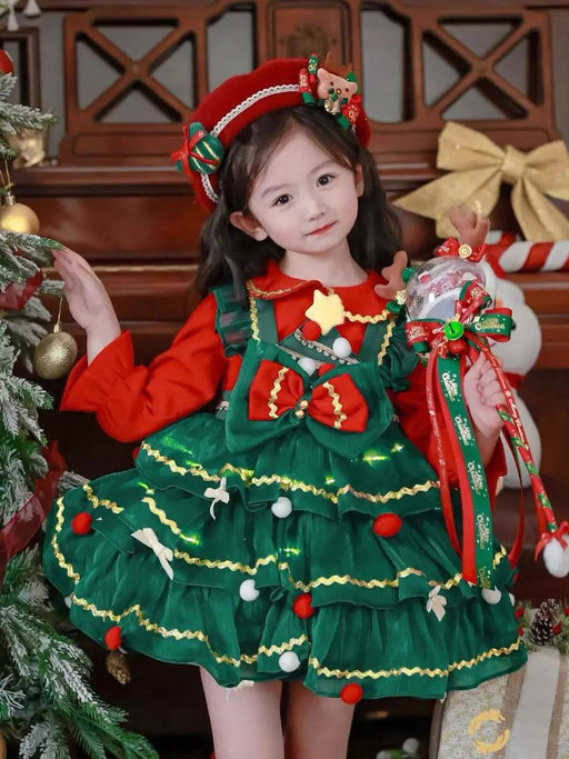 Enchanted Winter Velvet Princess Dress for Girls with Elegant Layered Design