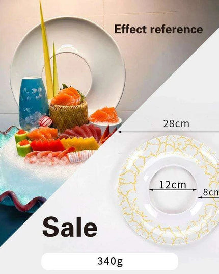Japanese Elegance Circular Serving Tray - Sophisticated Sushi Display for Luxurious Dining